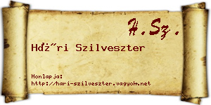 Hári Szilveszter névjegykártya